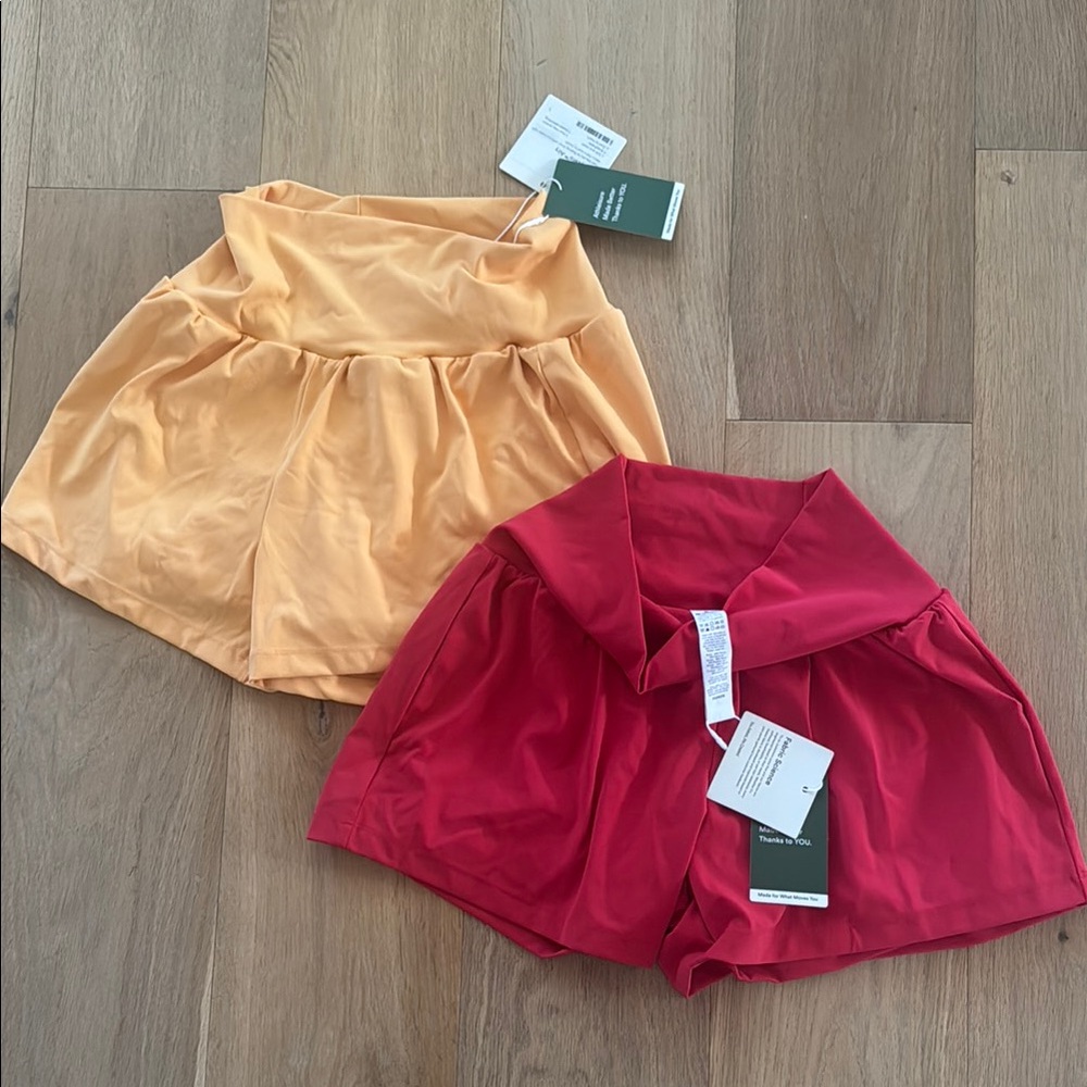 Red and Orange High-Waisted Shorts